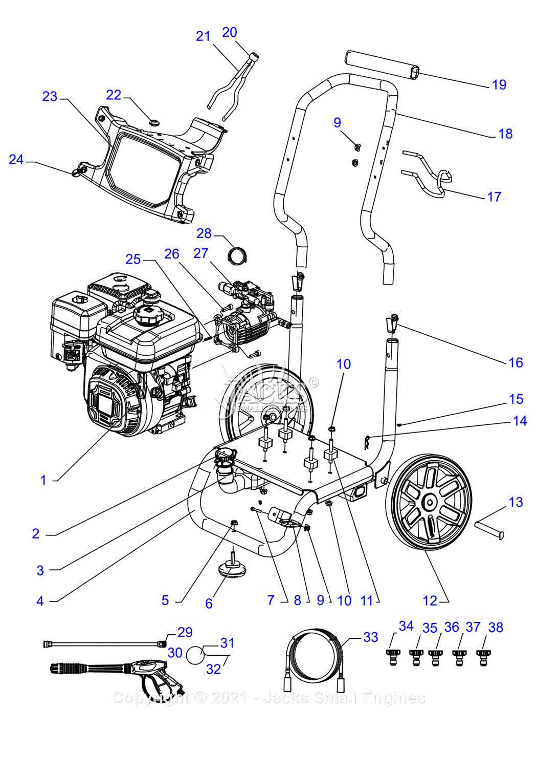 generac pressure washer parts diagram