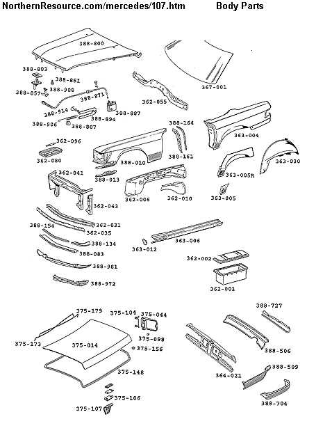 mercedes 380sl parts diagram