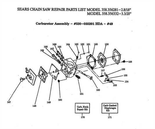 craftsman 358 chainsaw parts diagram