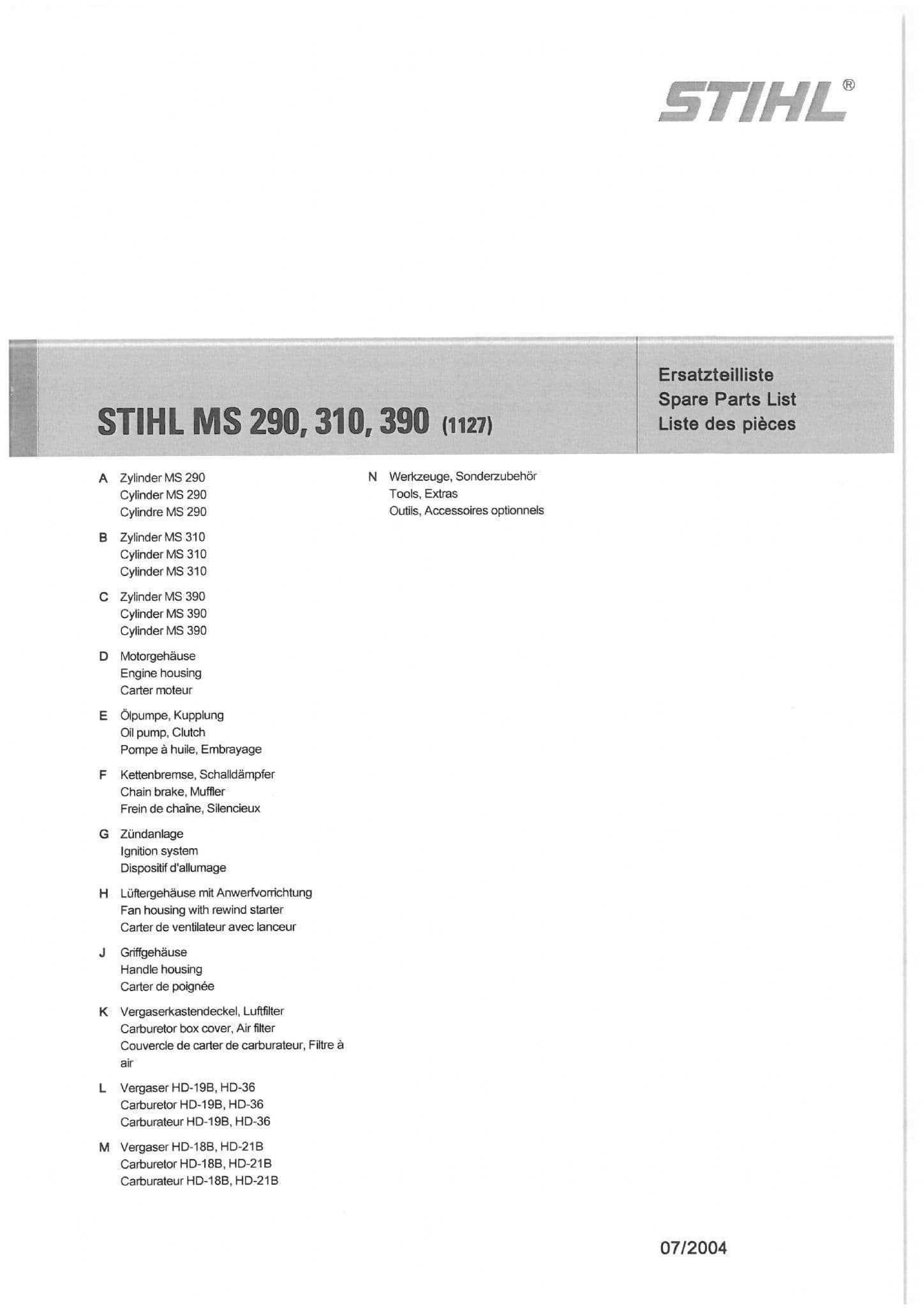 ms 290 stihl chainsaw parts diagram