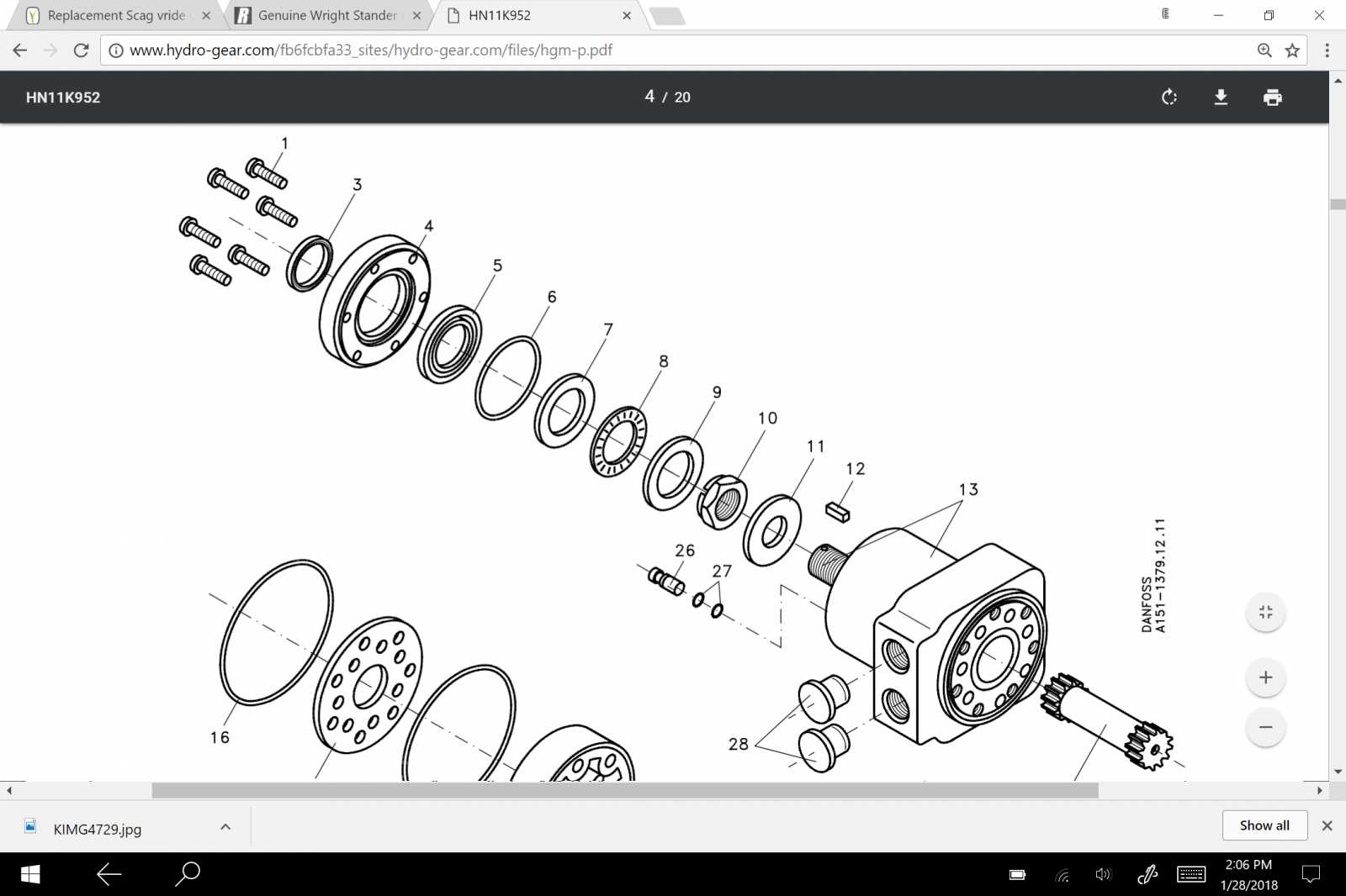 hydro gear pump parts diagram