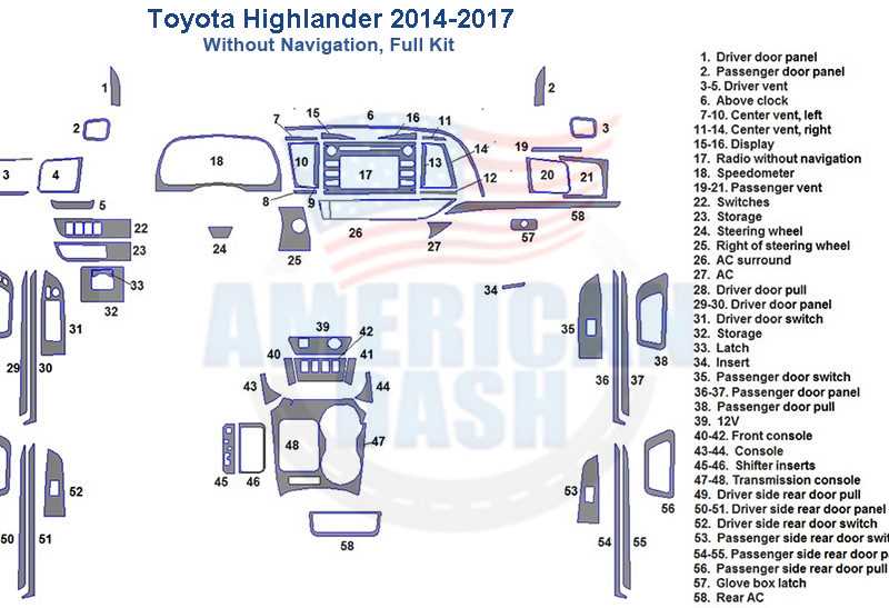 2016 toyota highlander parts diagram