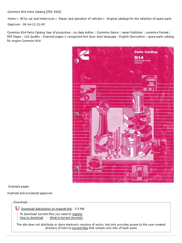 cummins n14 parts diagram