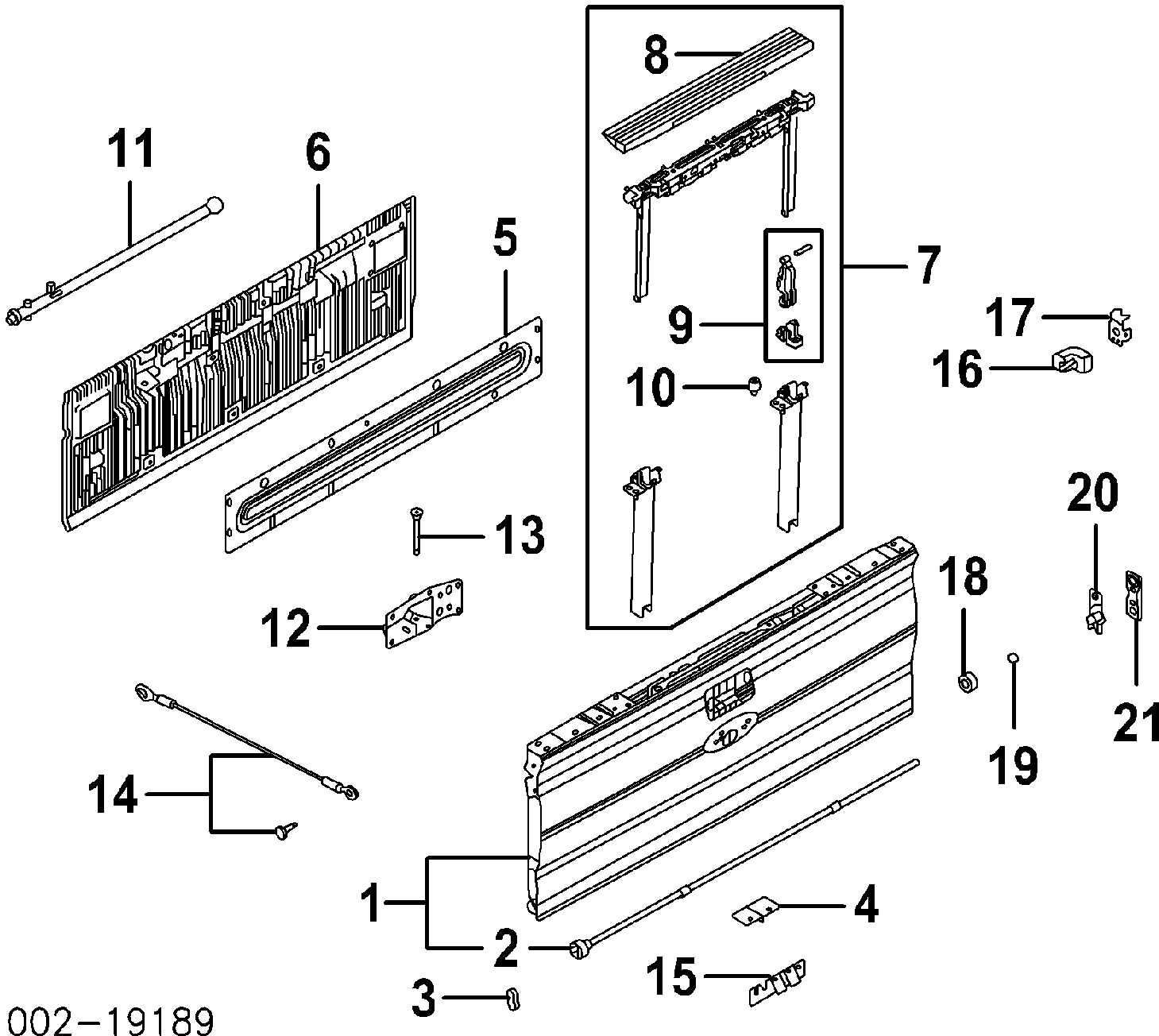 ford f350 tailgate parts diagram