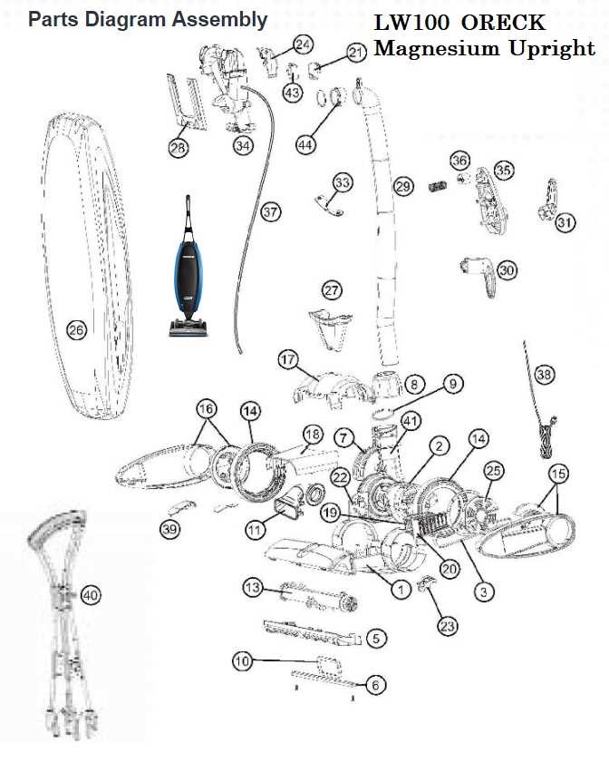 oreck xl vacuum parts diagram