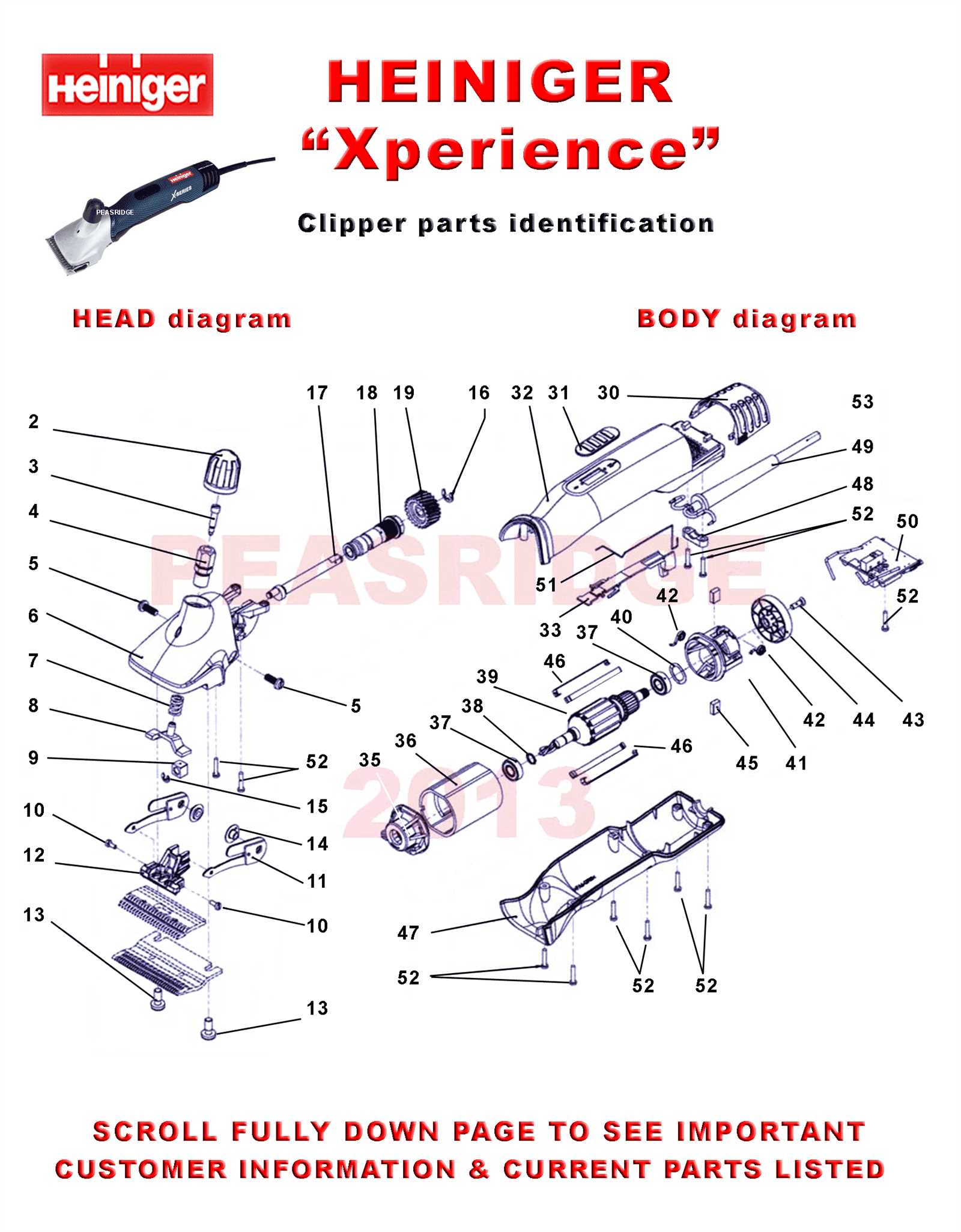 oster shearmaster parts diagram