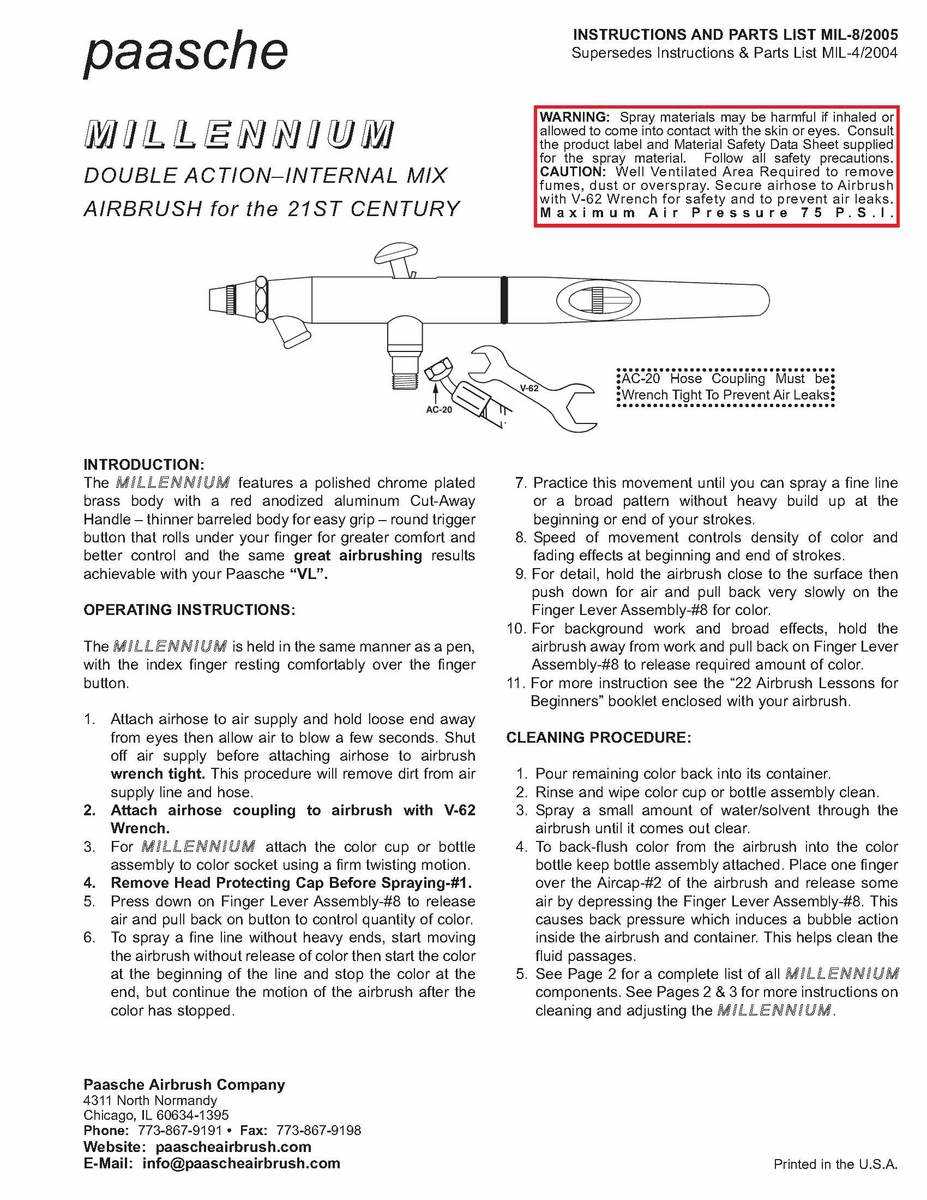 paasche talon parts diagram