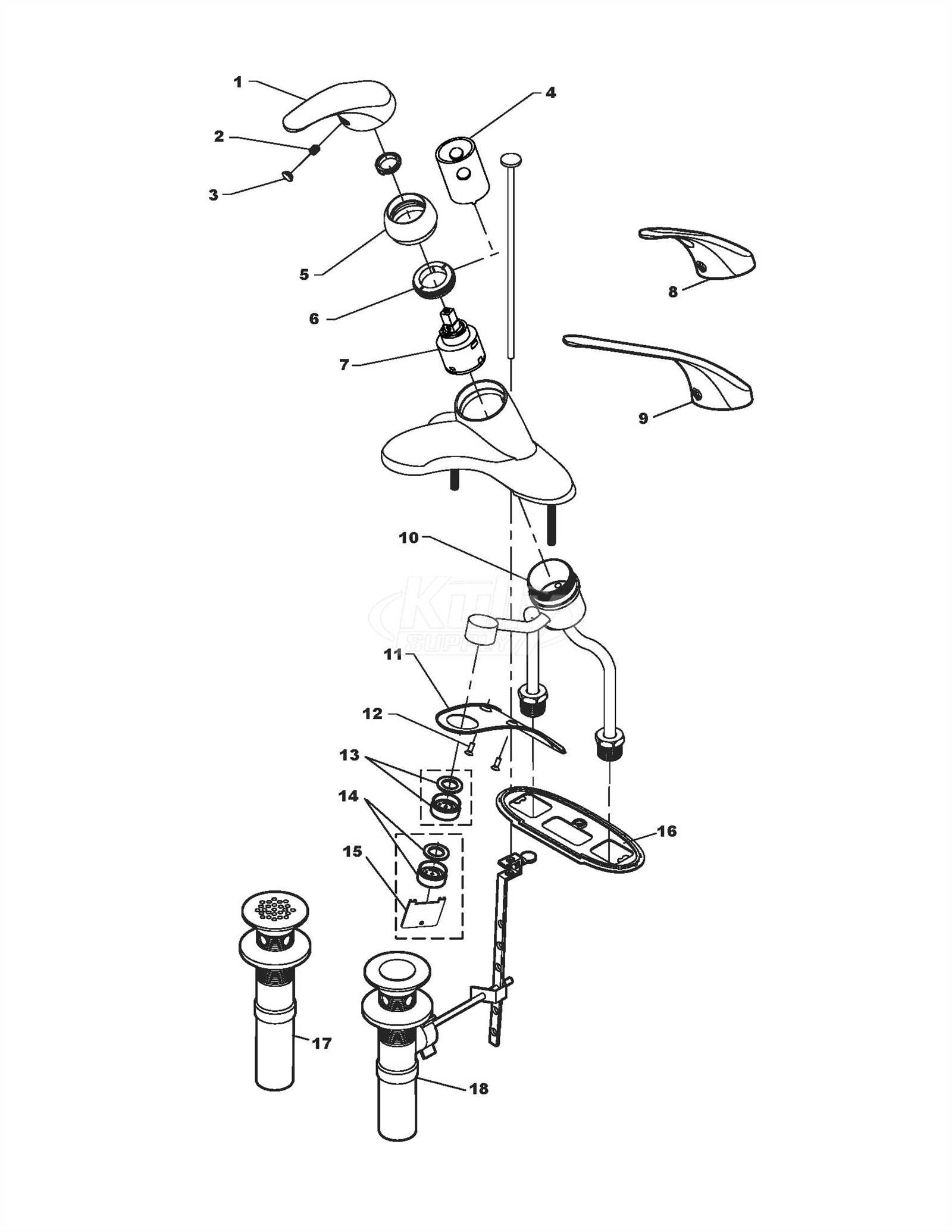 parts of a bathroom faucet diagram