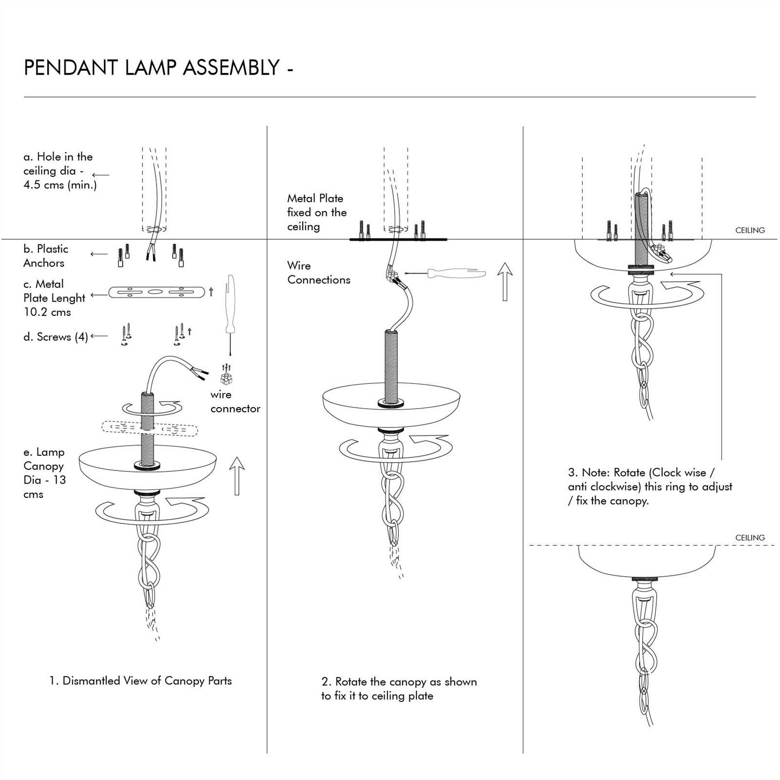 parts of a light fixture diagram