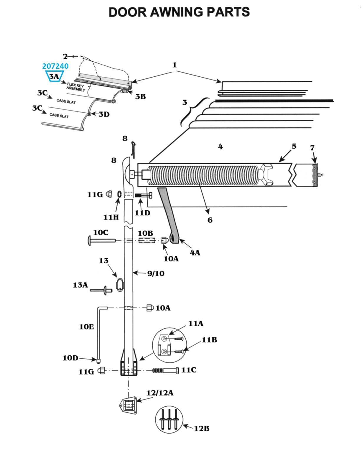 dometic 8500 awning parts diagram