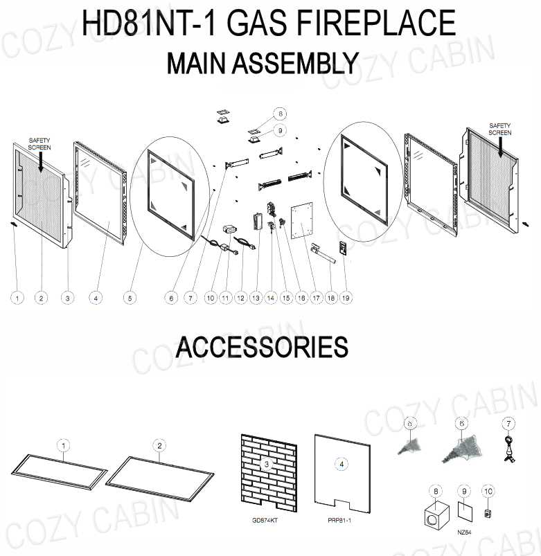 gas fireplace parts diagram