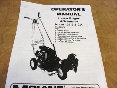 mclane edger parts diagram