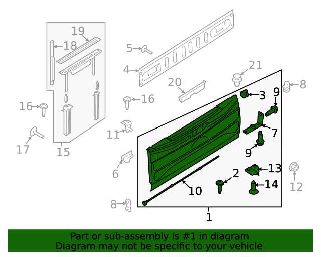 2019 ford f 150 tailgate parts diagram