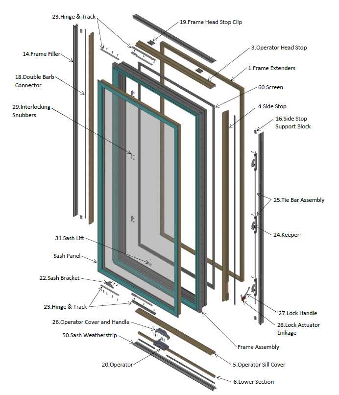 parts of a casement window diagram