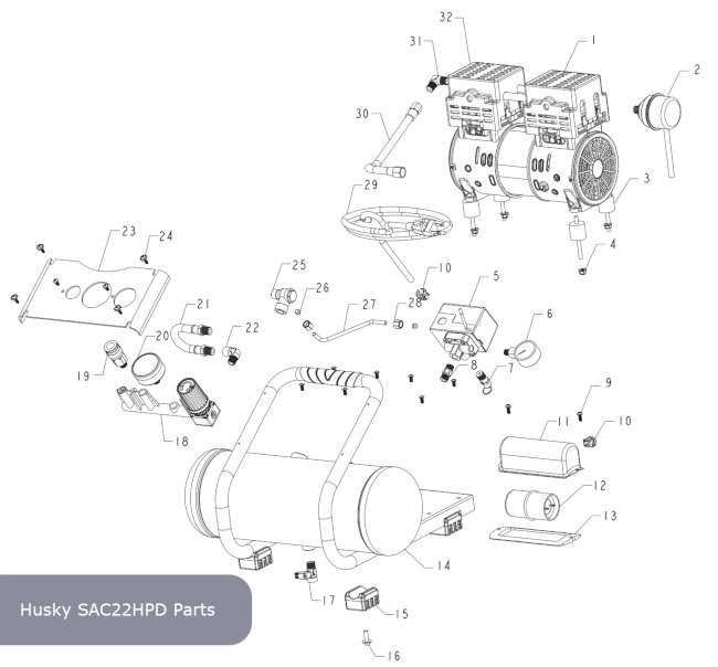 husky 30 gallon air compressor parts diagram