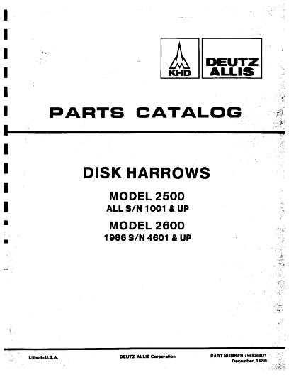 allis chalmers disc harrow parts diagram