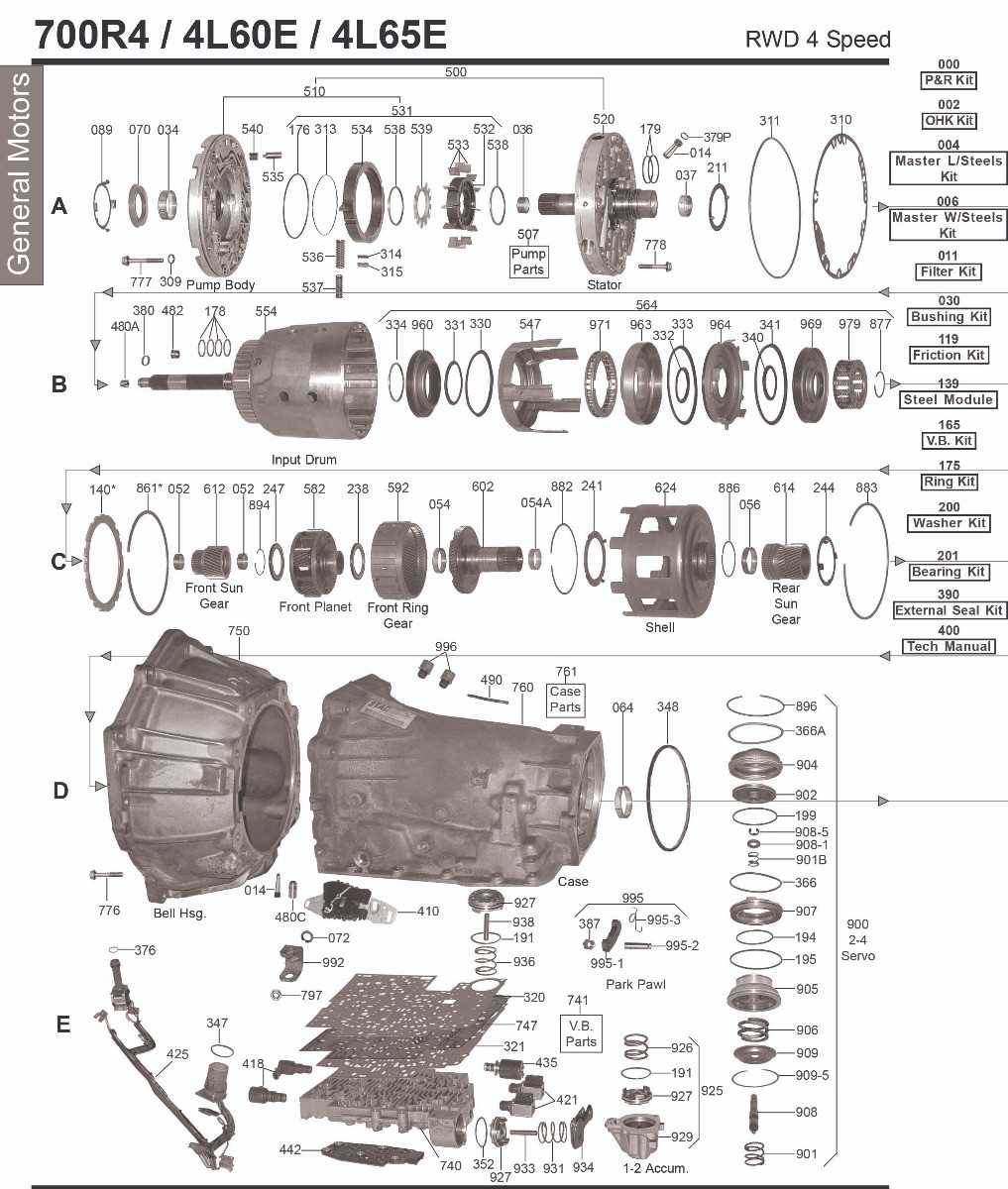 700r4 transmission parts diagram