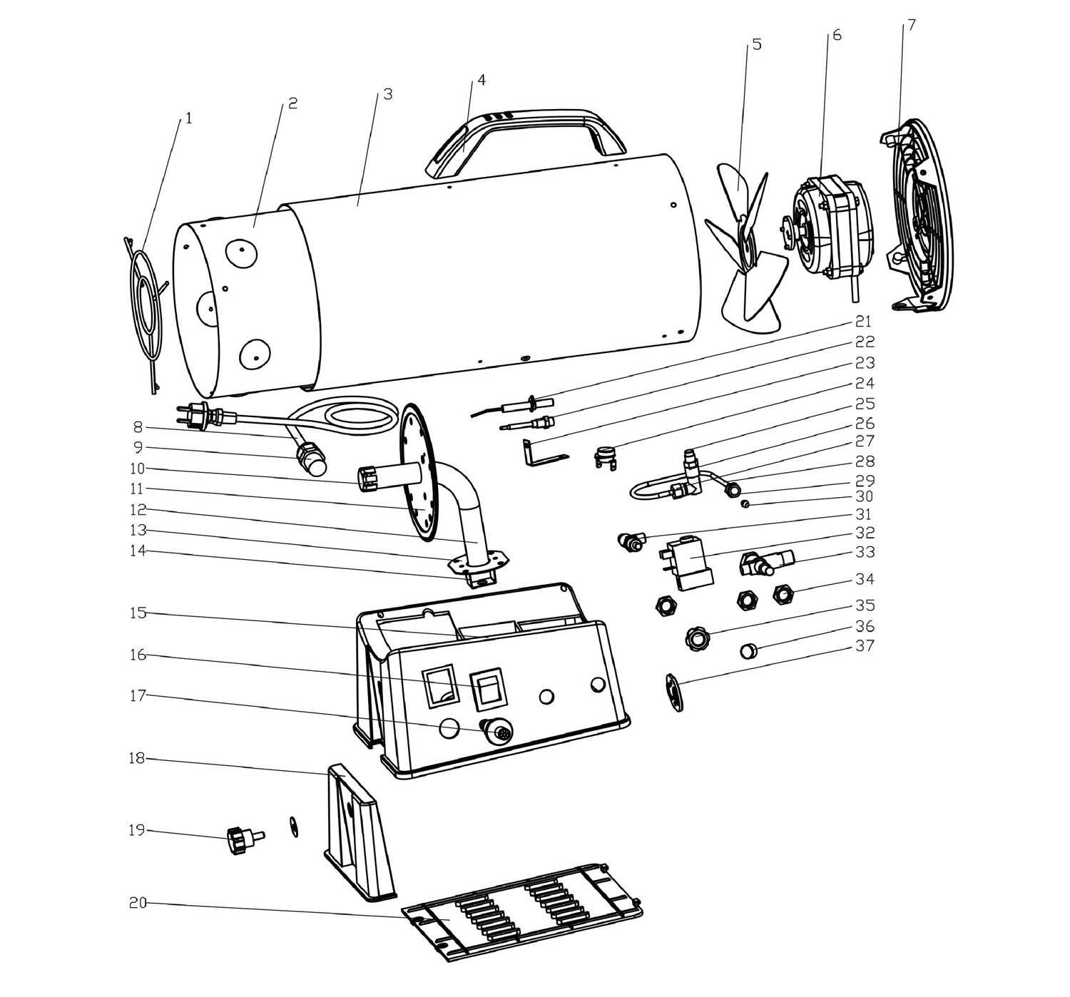 dyna glo propane heater parts diagram