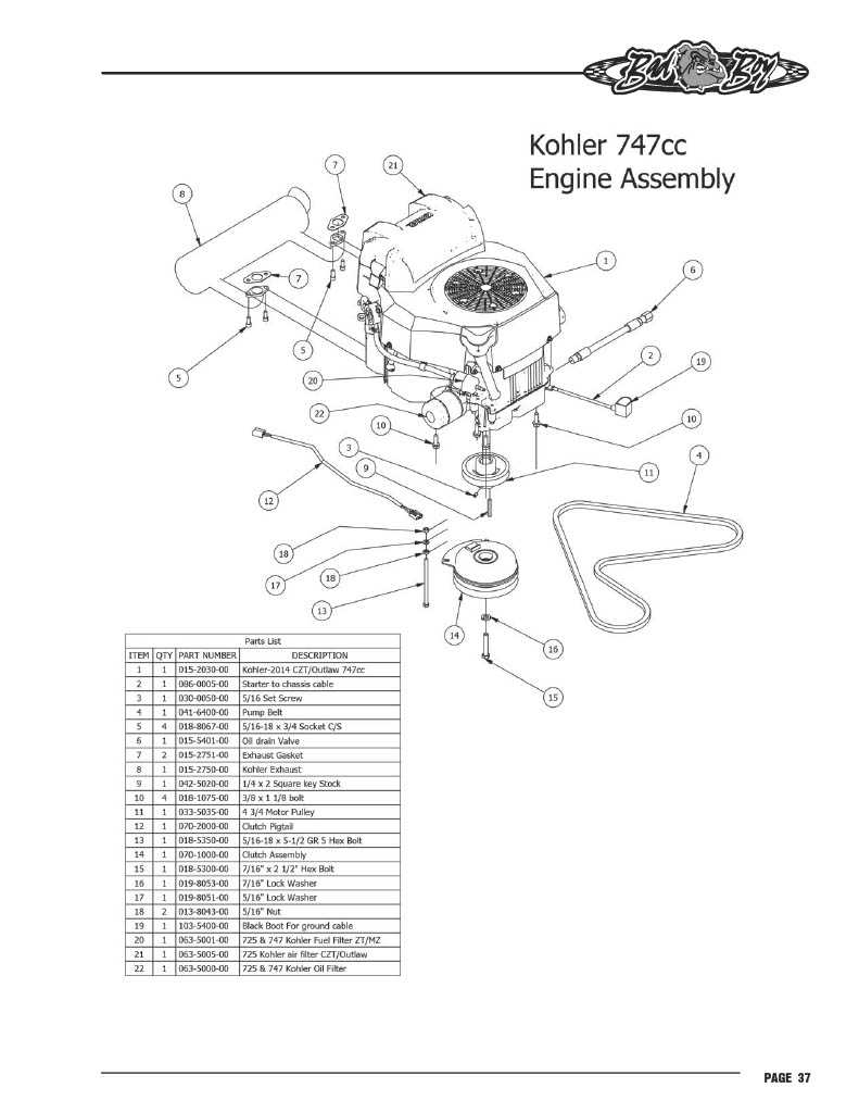 kohler xt675 parts diagram
