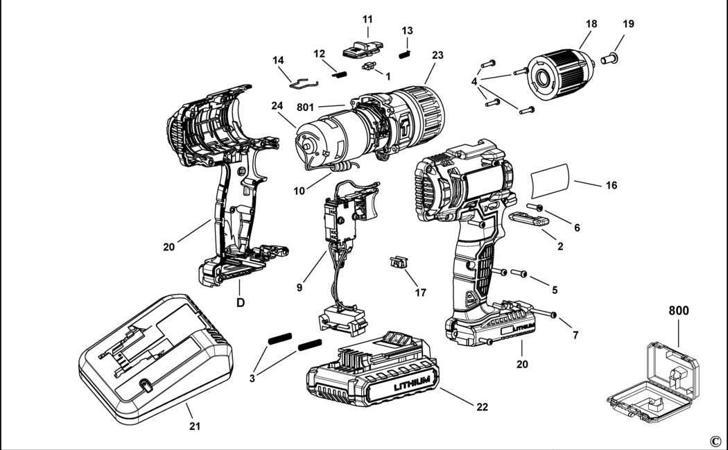 cordless drill parts diagram