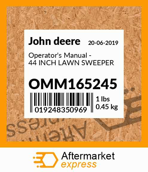 john deere lawn sweeper parts diagram