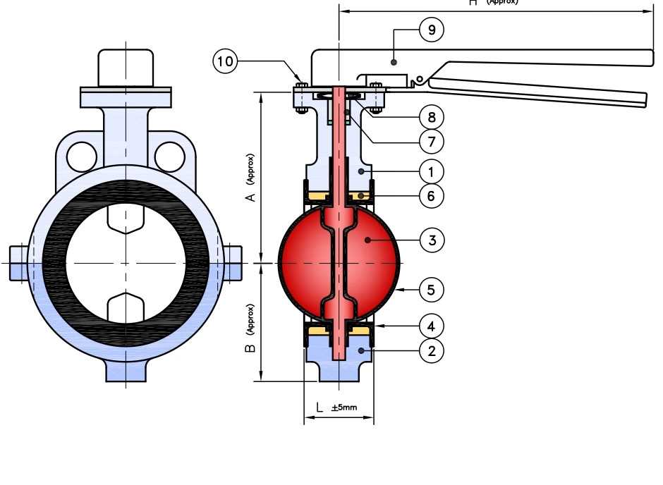 butterfly valve parts diagram