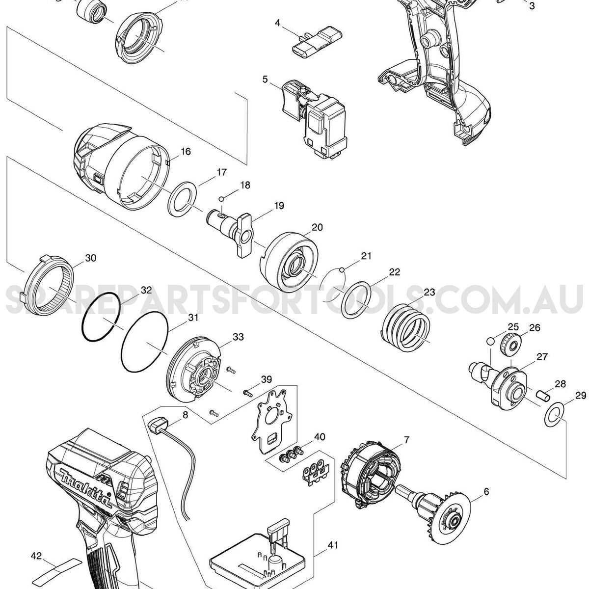 makita impact driver parts diagram