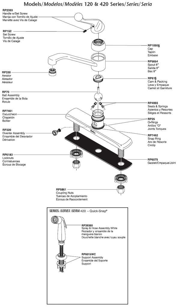 single handle kitchen delta kitchen faucet parts diagram