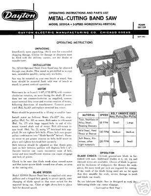 horizontal band saw parts diagram