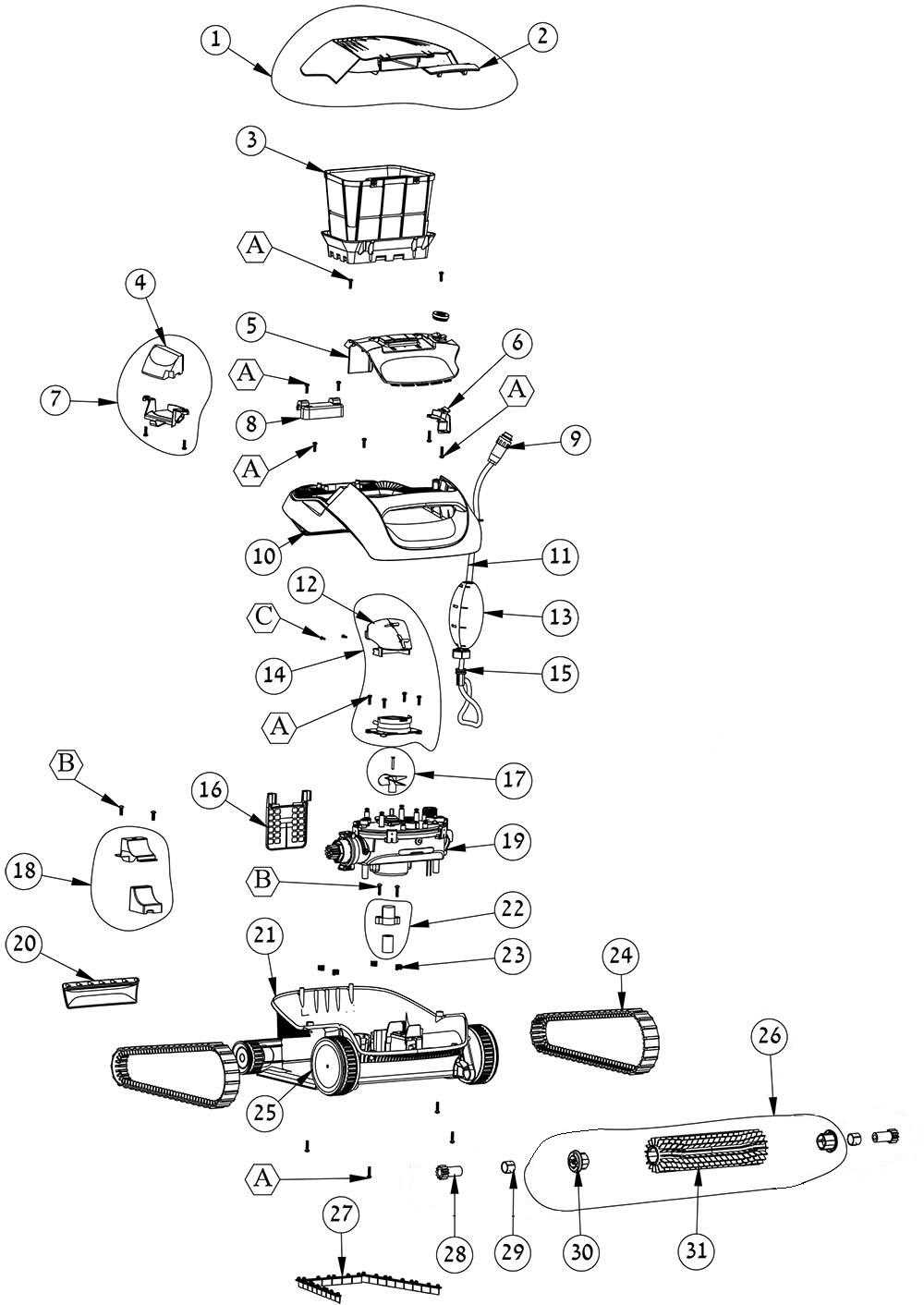 dolphin pool cleaner parts diagram