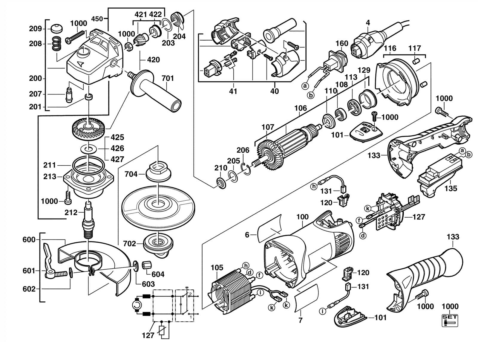 milwaukee angle grinder parts diagram