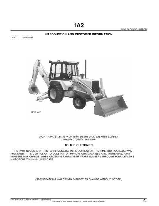 john deere 310c parts diagram