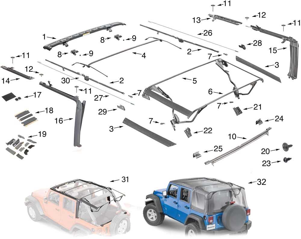 labeled jeep wrangler body parts diagram