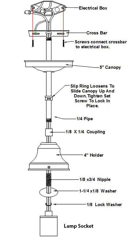 parts of a light fixture diagram