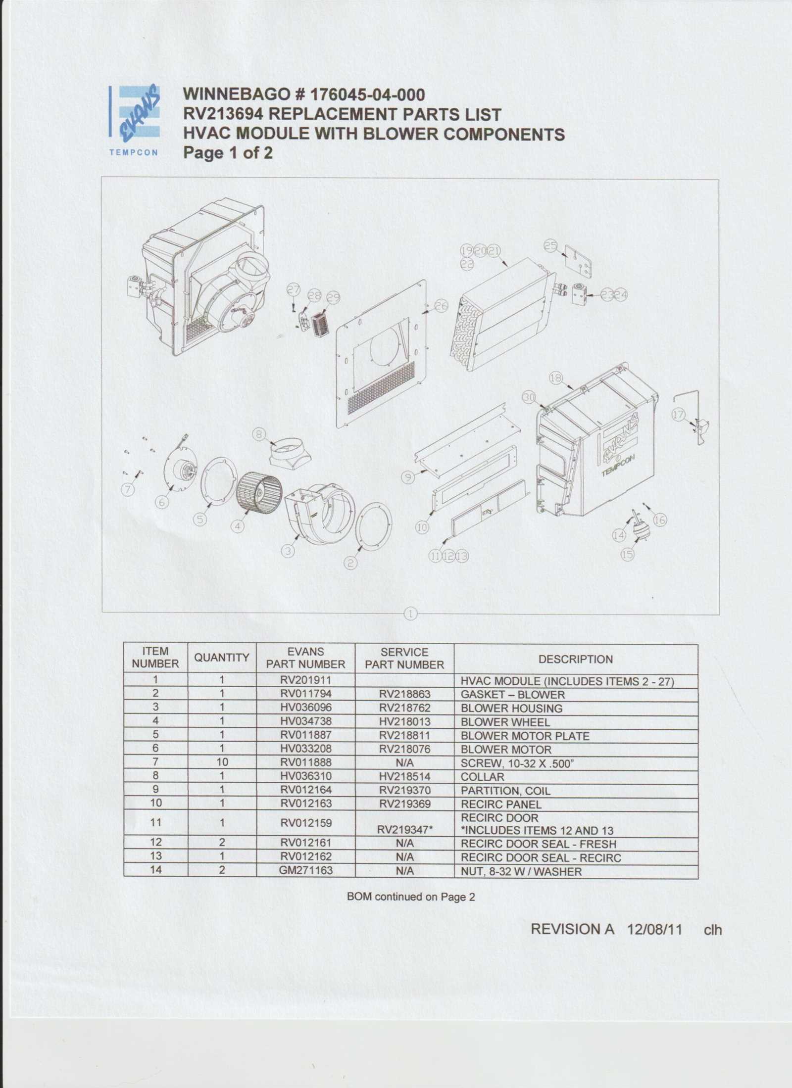 winnebago parts diagrams