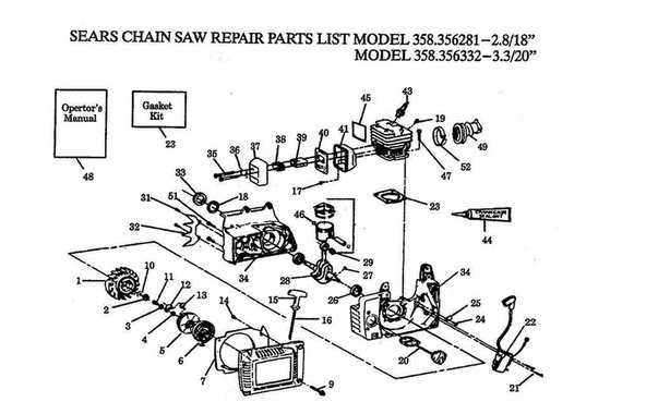 craftsman 358 chainsaw parts diagram