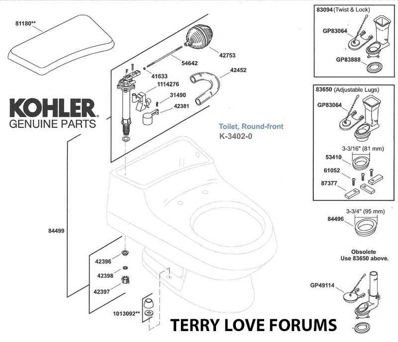 diagram kohler toilet parts