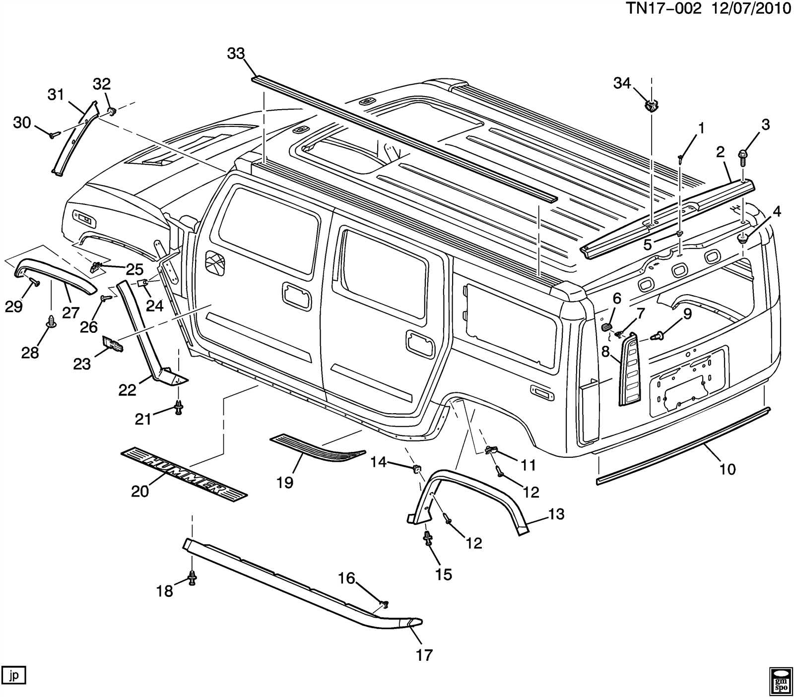 hummer h2 parts diagram