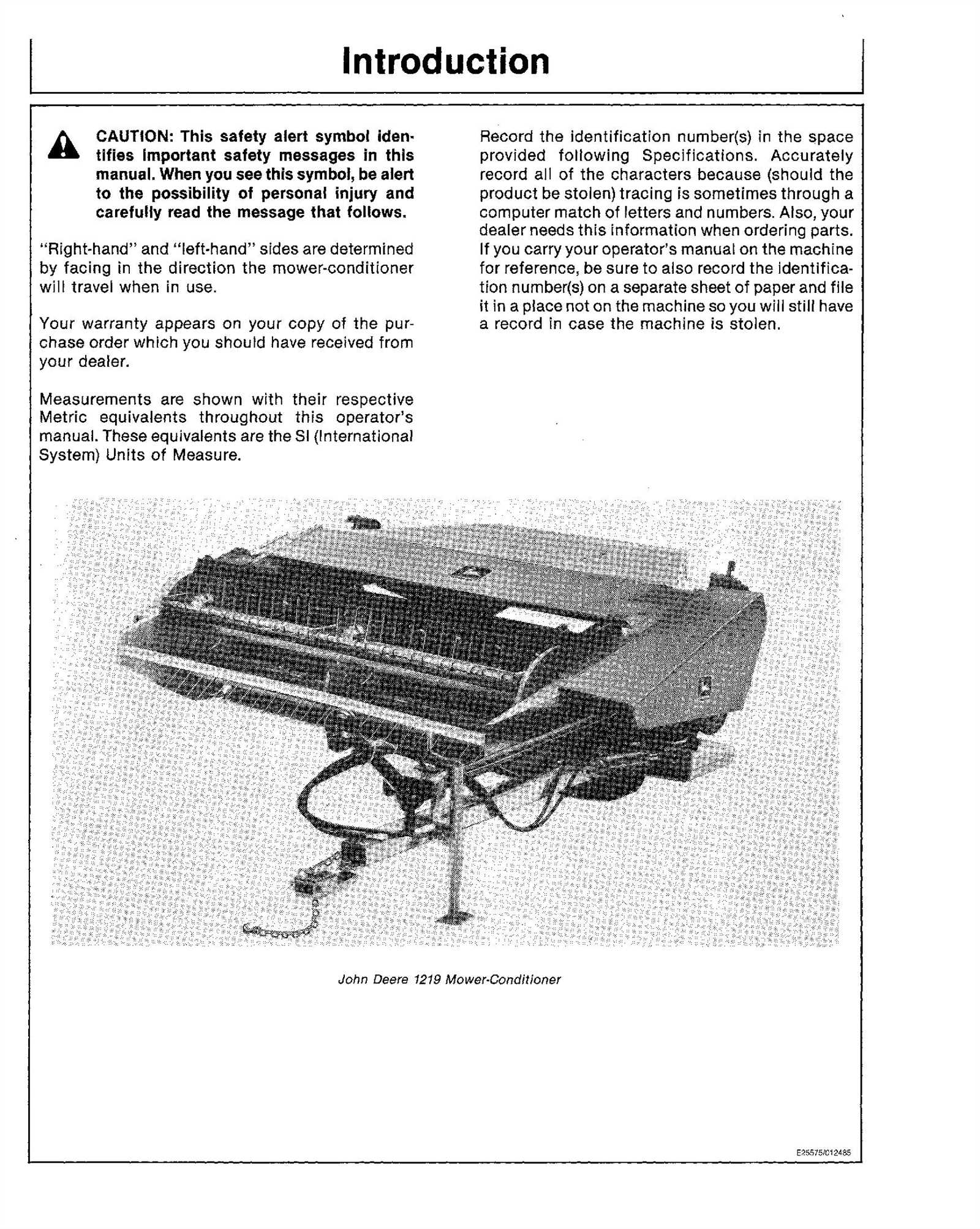 john deere 1219 haybine parts diagram