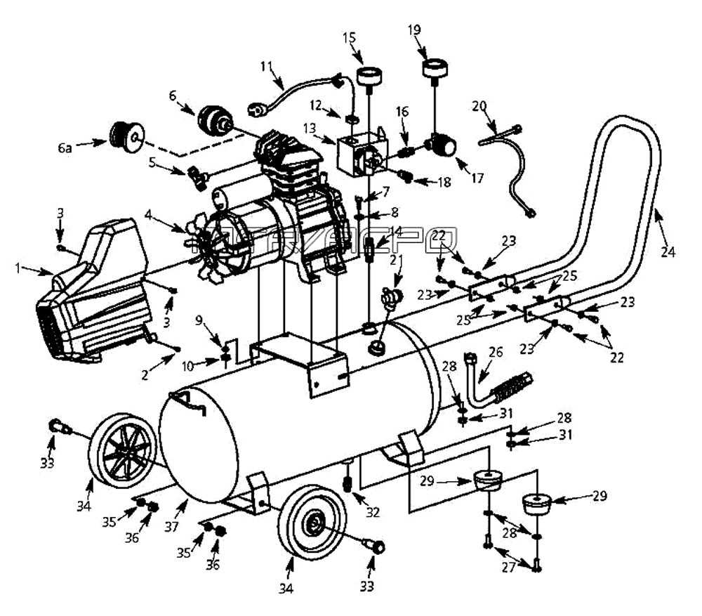 central pneumatic air compressor parts diagram