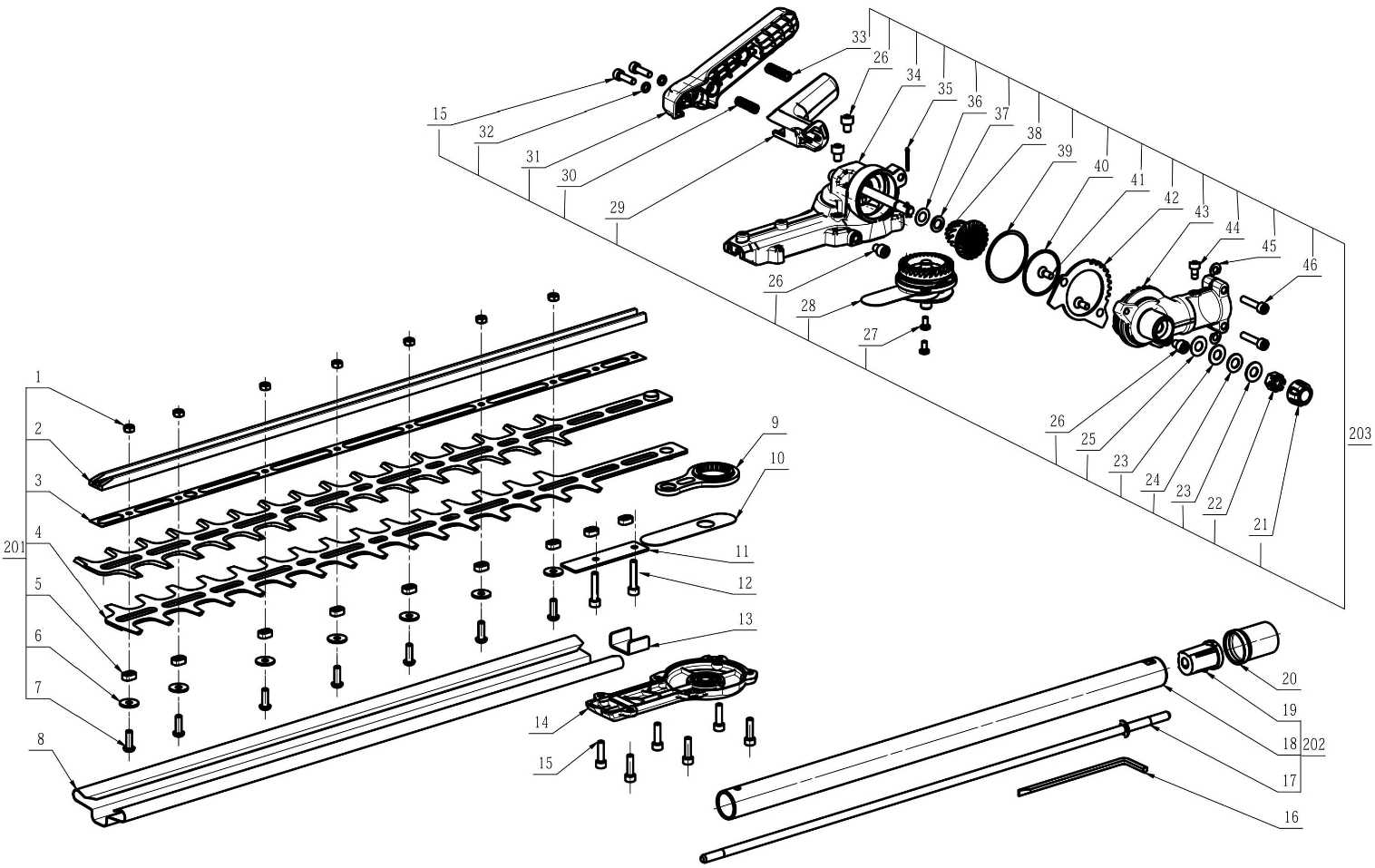 black and decker hedge trimmer parts diagram