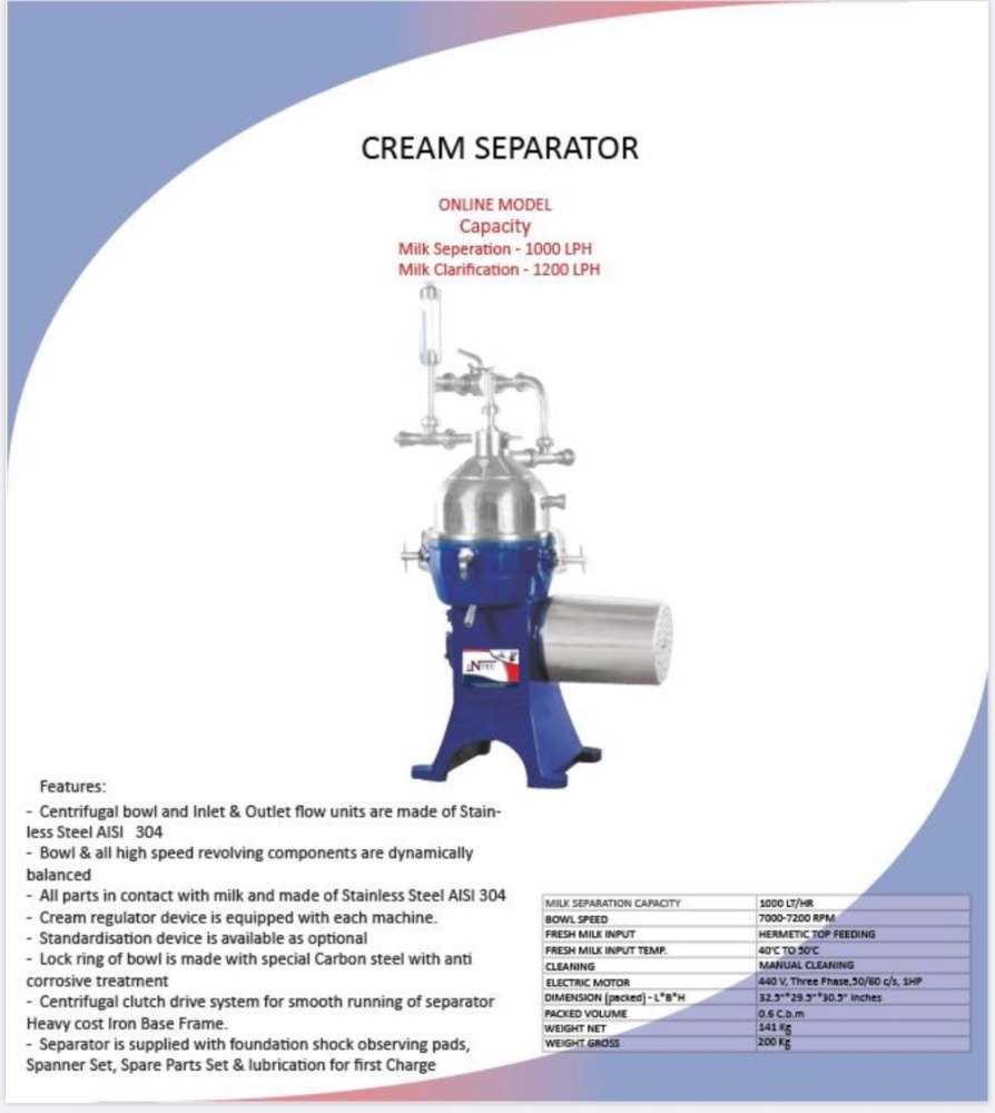 cream separator parts diagram