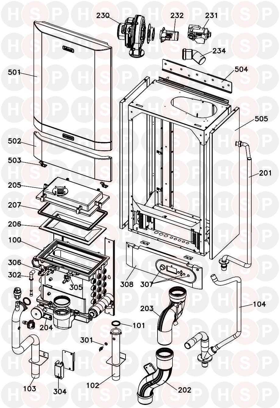 combi boiler parts diagram