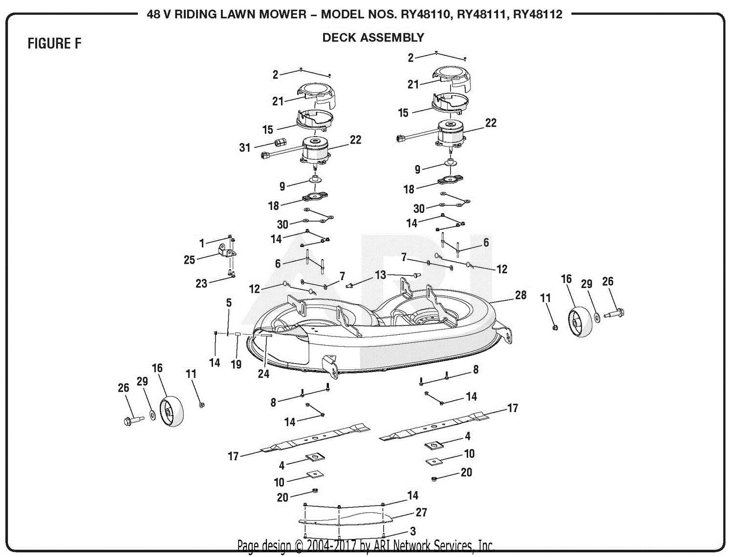 john deere 42 inch mower deck parts diagram