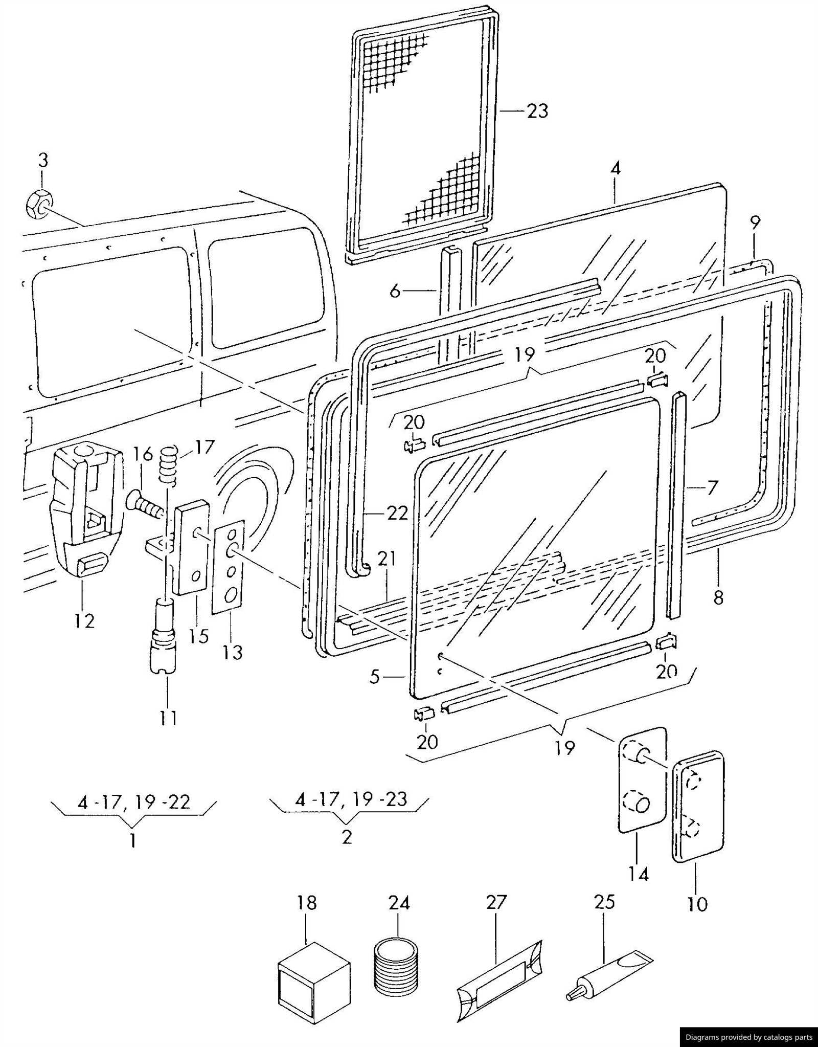 horizontal sliding window parts diagram