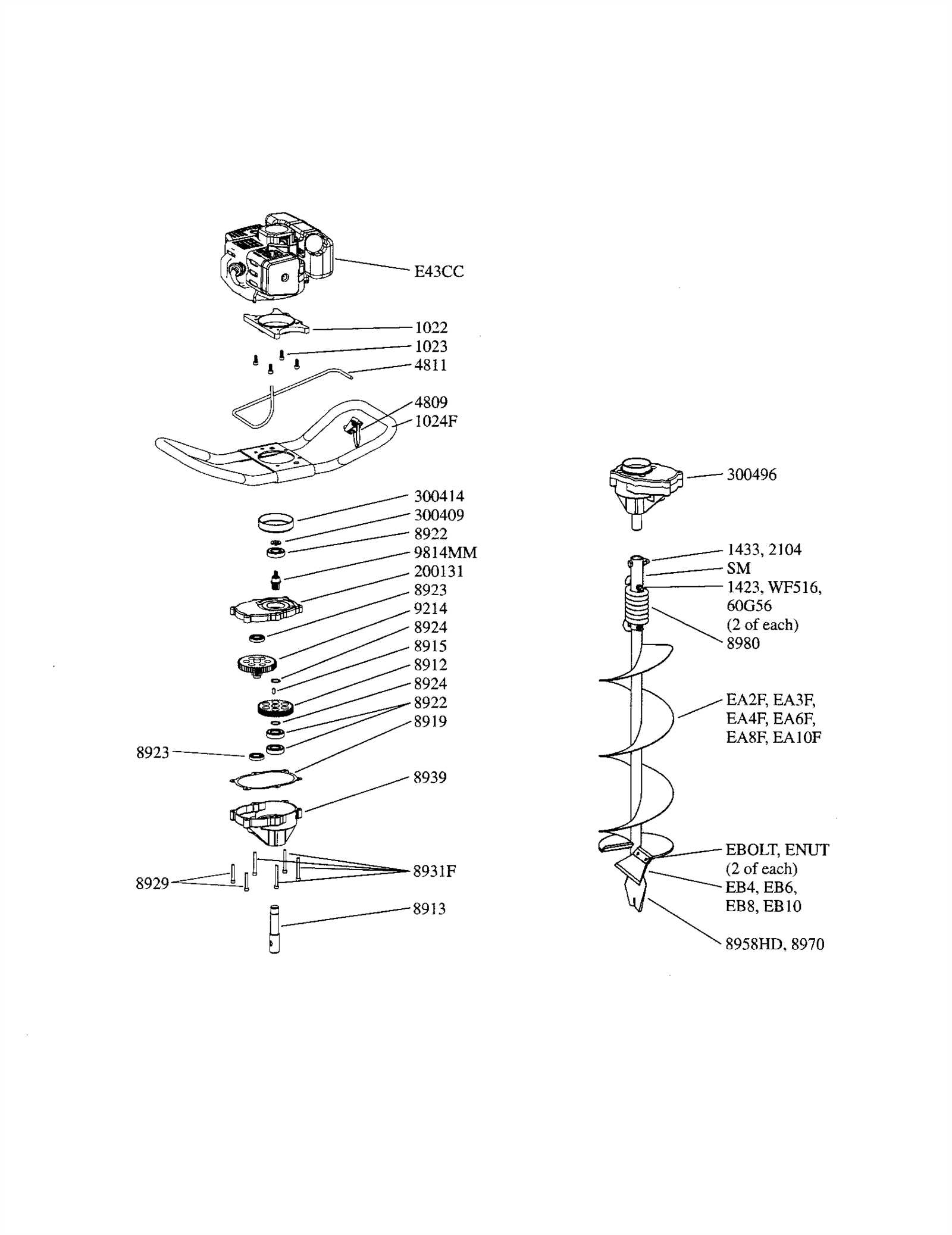 eskimo ice auger parts diagram