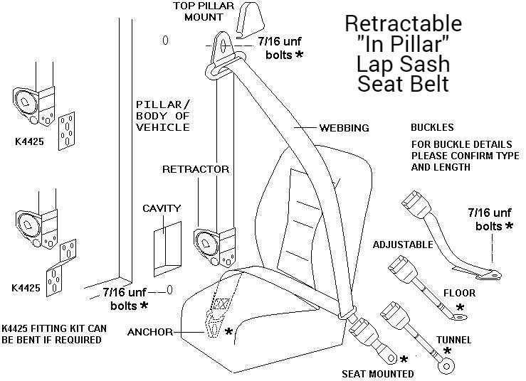 belt buckle parts diagram