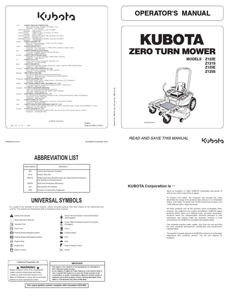 kubota z122r parts diagram