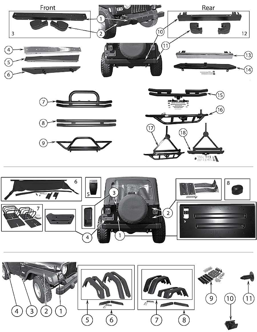 exterior jeep wrangler body parts diagram