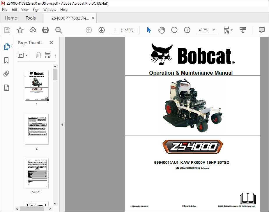 bobcat zs4000 parts diagram